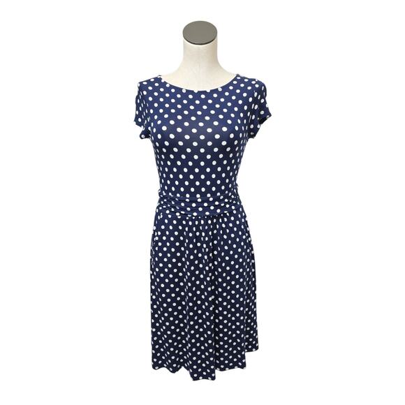 NWT Boden Amelie Jersey Dress UK 4R J0326 Navy Blue Polka Dot Teacher Casual - Picture 1 of 9